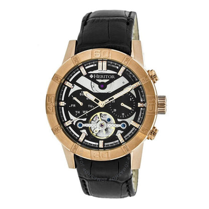 Heritor, Hannibal Quartz Black Dial Black Leather Men's Watch