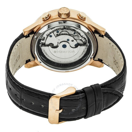Heritor, Hannibal Quartz Black Dial Black Leather Men's Watch