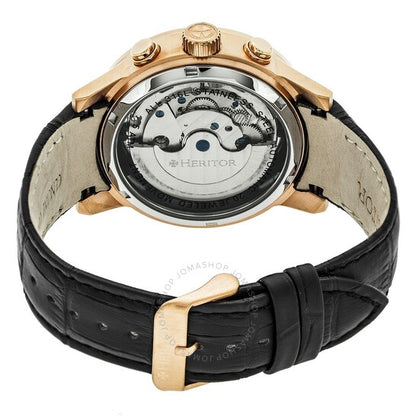 Heritor, Hannibal Quartz Black Dial Black Leather Men's Watch