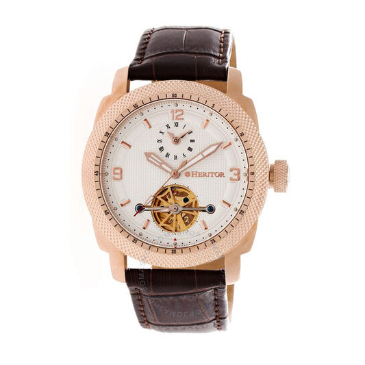 Heritor, Helmsley Automatic White Dial Brown Leather Men's Watch