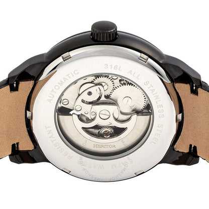 ساعة هيرتور سانفورد الأوتوماتيكية للرجال بمينا أسود