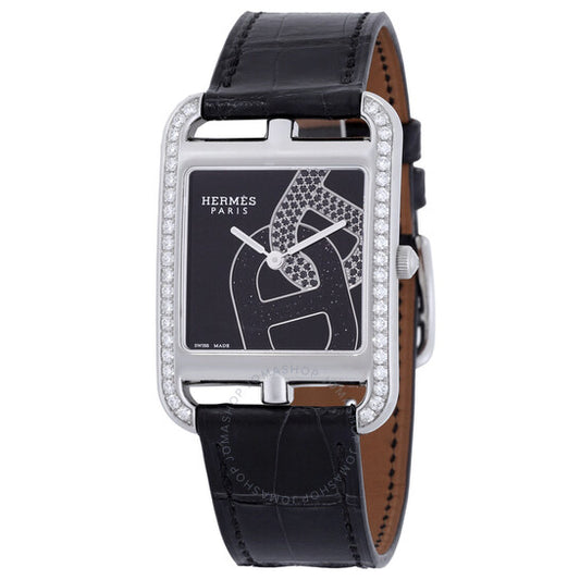 ساعة هيرمس كيب كود كوارتز بمينا سوداء للسيدات