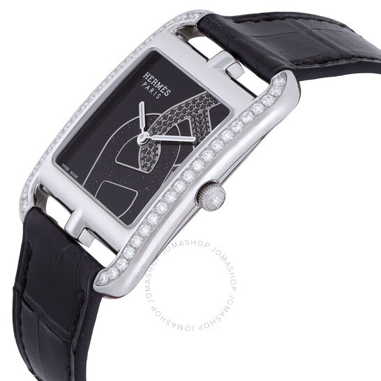ساعة هيرمس كيب كود كوارتز بمينا سوداء للسيدات