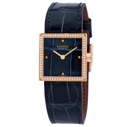 Hermes, Carre Cuir Quartz Diamond Blue Dial Ladies Watch