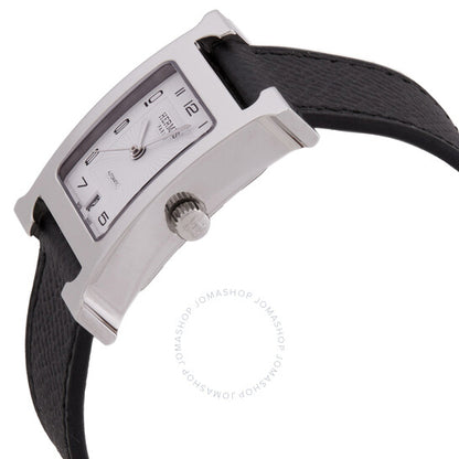 ساعة هيرمس H Hour أوتوماتيكية للسيدات بمينا أبيض