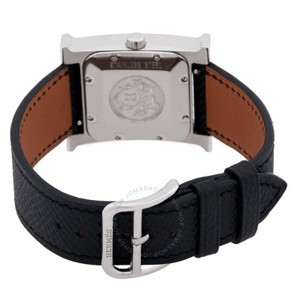 ساعة هيرمس H Hour أوتوماتيكية للسيدات بمينا أبيض