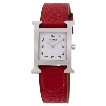 ساعة هيرمس H Hour كوارتز بمينا أبيض