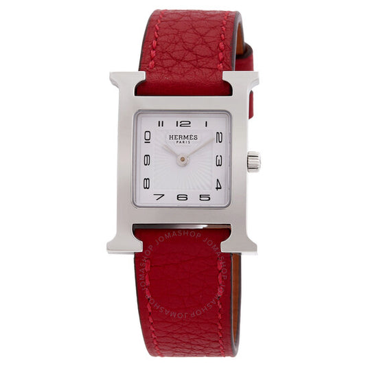 ساعة هيرمس H Hour كوارتز بمينا أبيض