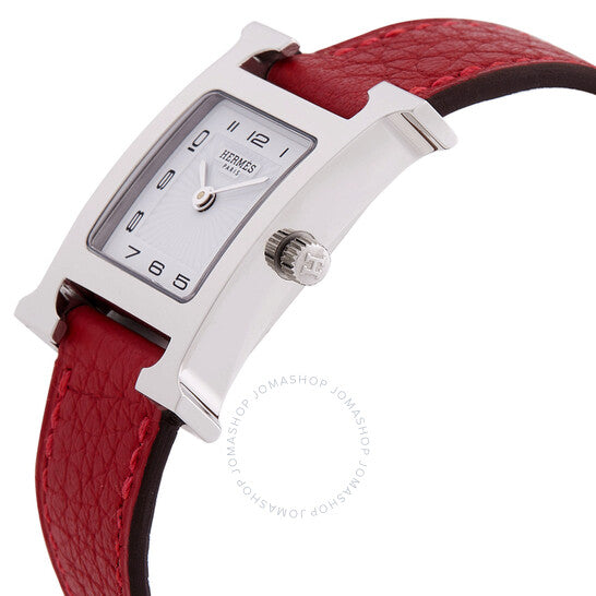 ساعة هيرمس H Hour كوارتز بمينا أبيض