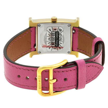 ساعة هيرمس هيور اتش كوارتز للنساء بمينا بيضاء