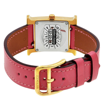 ساعة هيرمس هيور اتش كوارتز للنساء بمينا بيضاء