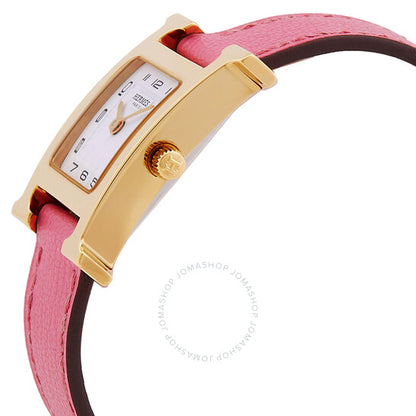 ساعة هيرمس هيور اتش كوارتز للنساء بمينا بيضاء