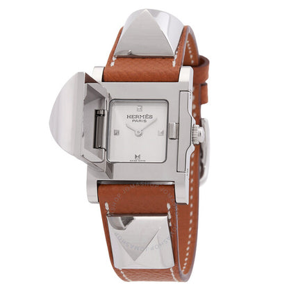 Hermes, Medor White Dial Ladies Brown Leather Watch