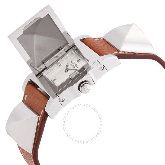 Hermes, Medor White Dial Ladies Brown Leather Watch
