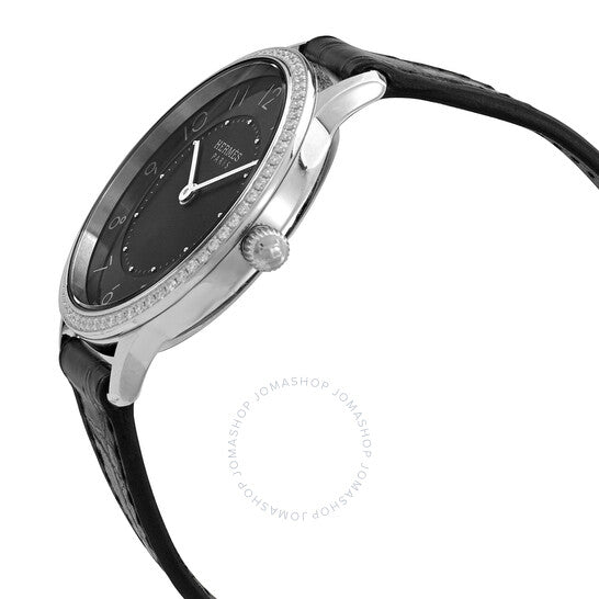 Hermes, Slim D Quartz Diamond Black Dial Ladies Watch