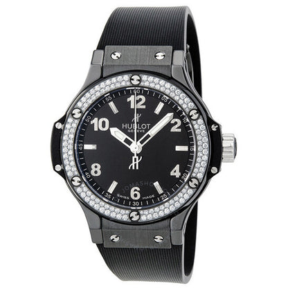 Hublot, Black Magic Black Dial Black Rubber Ladies Watch