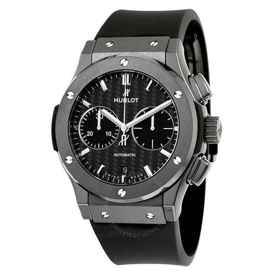 Hublot, Classic Fusion Automatic Chronograph Black Magic Matt Carbon Fiber Dial Black Rubber Men's Watch