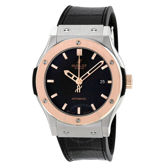 Hublot, Classic Fusion Automatic Titanium Dial Black Alligator Leather Men's Watch