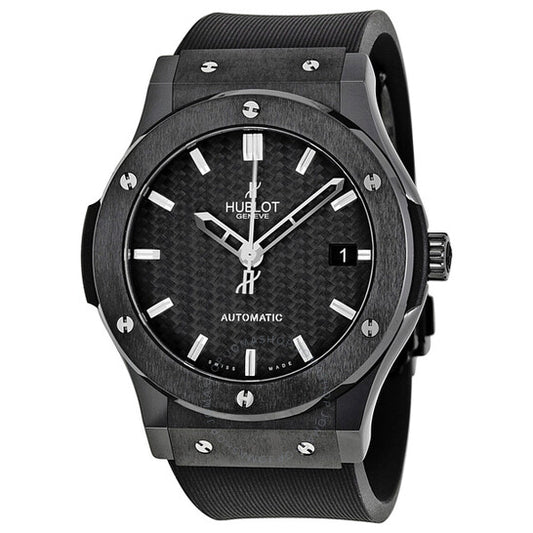 Hublot, Classic Fusion Black Carbon Fiber Dial Automatic Black Rubber Men's Watch