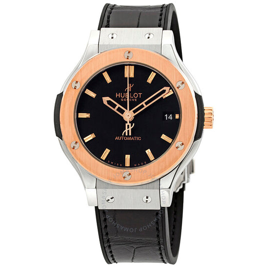 Hublot, Classic Fusion Black Dial Automatic Black Alligator Rubber Watch
