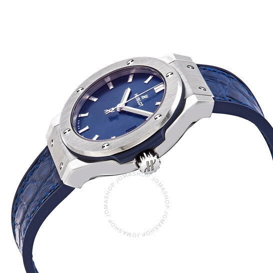 Hublot, Classic Fusion Blue Dial Blue Leather Ladies Watch
