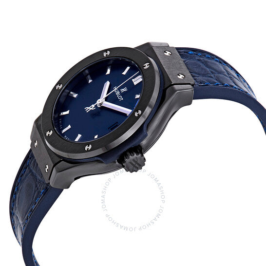 ساعة هوبلو كلاسيك فيوجن النسائية بمينا أزرق