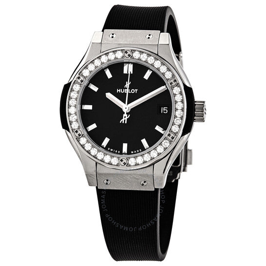 Hublot, Classic Fusion Mat Black Dial Ladies Diamond Watch