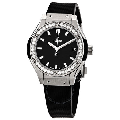 Hublot, Classic Fusion Mat Black Dial Ladies Diamond Watch