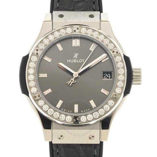 ساعة هوبلو كلاسيك فيوجن كوارتز بمينا رمادي للسيدات