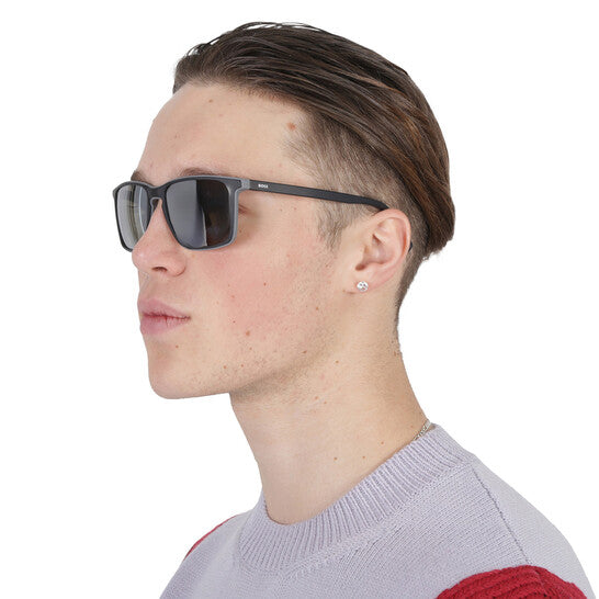 Silver Mirror Rectangular Men's Sunglasses