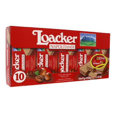 Loacker Classic Napolitaner Chocolate Wafers 45 gm x  10 pcs