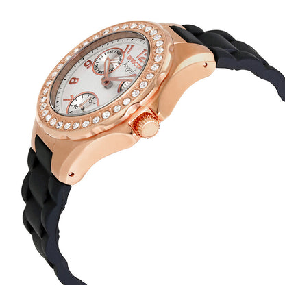 Angel Multi-Function White Dial Black Leather Ladies Watch