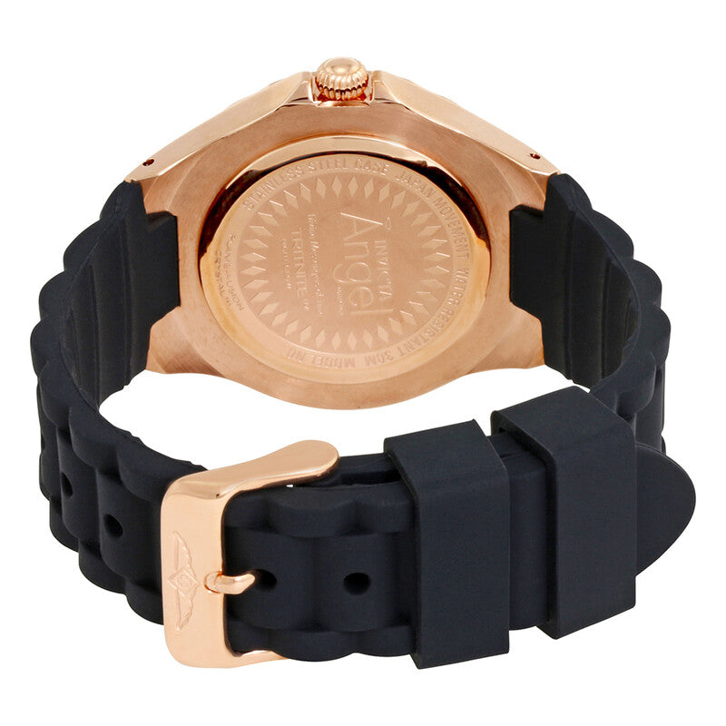 Angel Multi-Function White Dial Black Leather Ladies Watch
