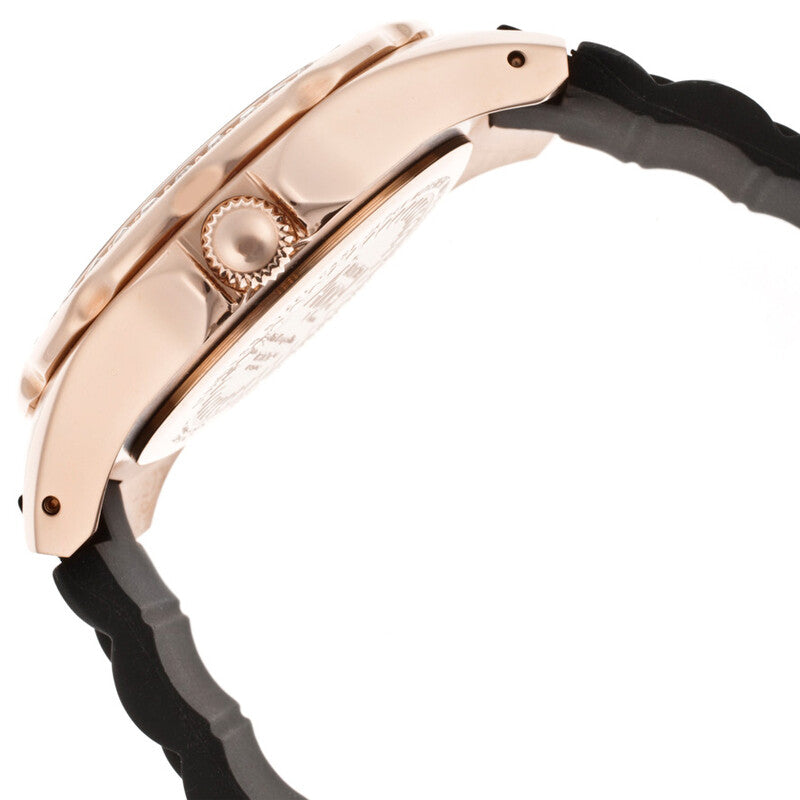 Angel Multi-Function White Dial Black Leather Ladies Watch