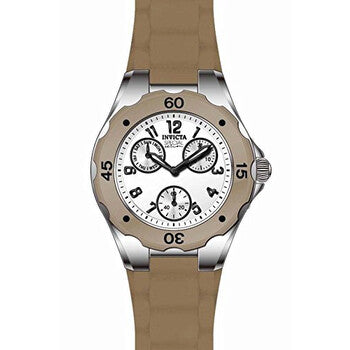 Angel Multi-Function White Dial Brown Silicone Ladies Watch
