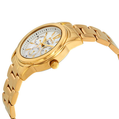 Angel Multi-Function White Dial Gold-plated Ladies Watch
