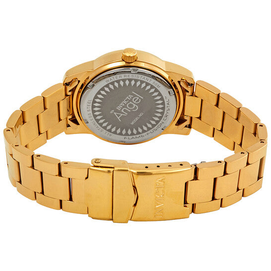 Angel Multi-Function White Dial Gold-plated Ladies Watch