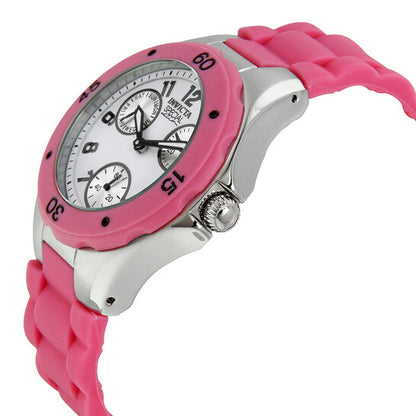 Angel Multi-Function White Sunray Dial Pink Silicone Ladies Watch