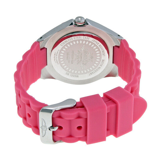 Angel Multi-Function White Sunray Dial Pink Silicone Ladies Watch