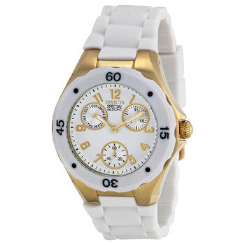 Angel Multi-Function White Sunray Dial White Silicone Ladies Watch