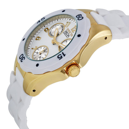 Angel Multi-Function White Sunray Dial White Silicone Ladies Watch