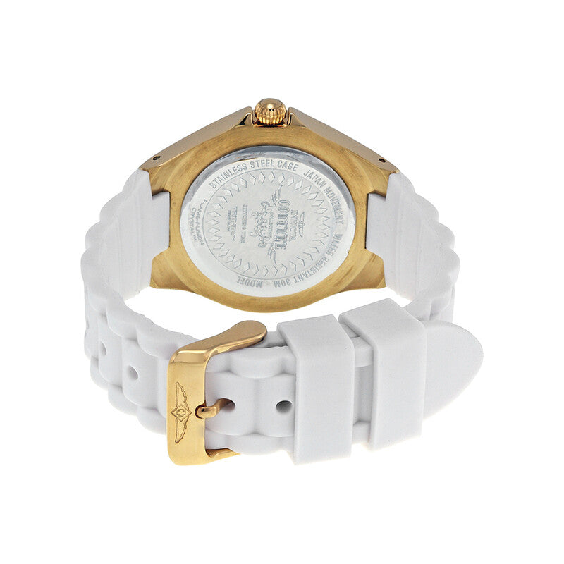 Angel Multi-Function White Sunray Dial White Silicone Ladies Watch