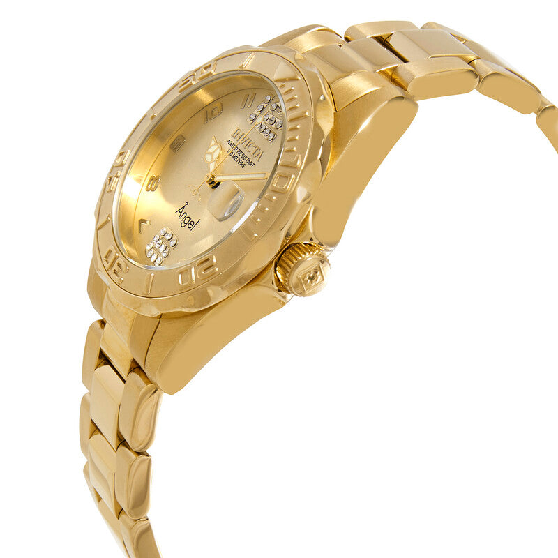 Angel Quartz Crystal Gold Dial Ladies Watch