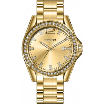 Angel Quartz Crystal Gold Dial Ladies Watch