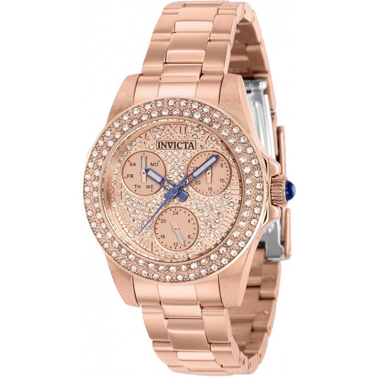 Angel Quartz Crystal Rose Gold Dial Ladies Watch