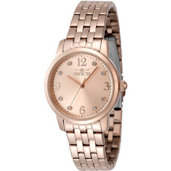 Angel Quartz Crystal Rose Gold Dial Ladies Watch