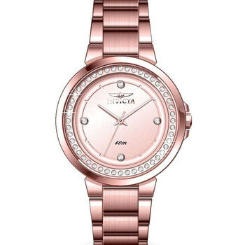 Angel Quartz Crystal Rose Gold Dial Ladies Watch