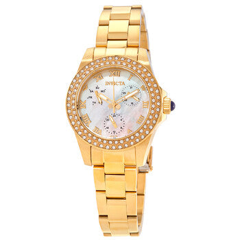 Angel Quartz Crystal White Mother of Pearl Dial Ladies Watch