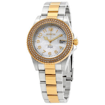 Angel Quartz Crystal White Mother of Pearl Dial Ladies Watch