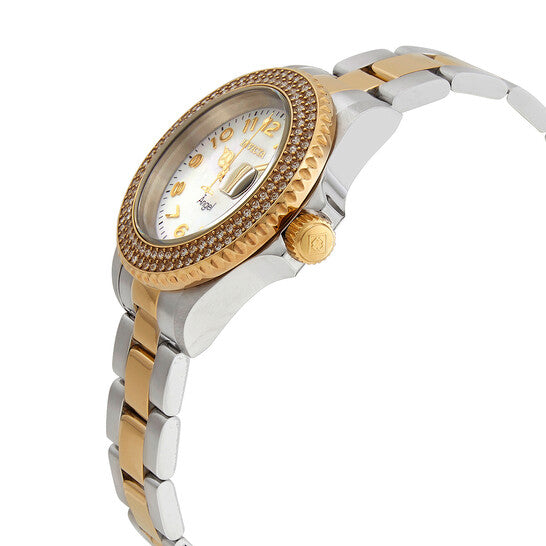 Angel Quartz Crystal White Mother of Pearl Dial Ladies Watch